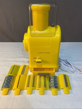 Curtis Stone Yellow Electric Food Shredder with 8 Attachments